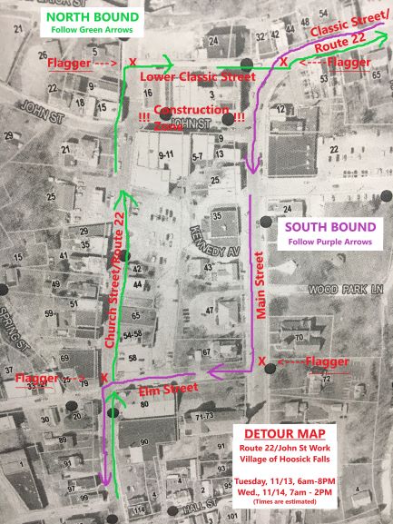 Detour Map for John Street Work